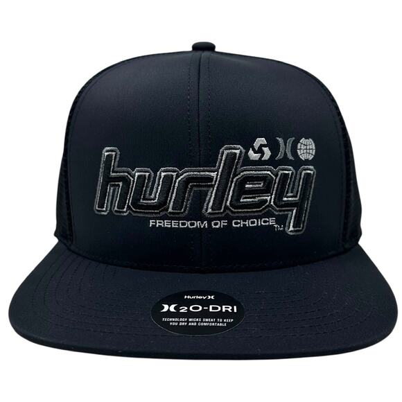Hurley Men's Trucker Hat H2O Dri 25th Freedom of Choice Mesh Snapback Cap Black - Picture 1 of 4
